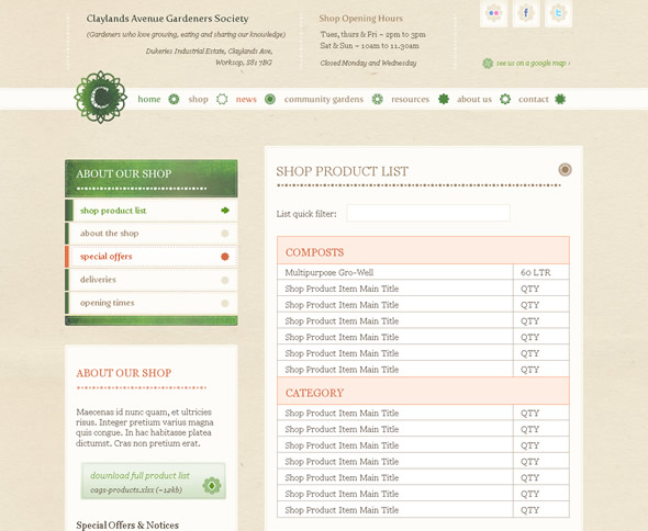 Claylands Avenue Gardeners Society ~ Shop Design Layout